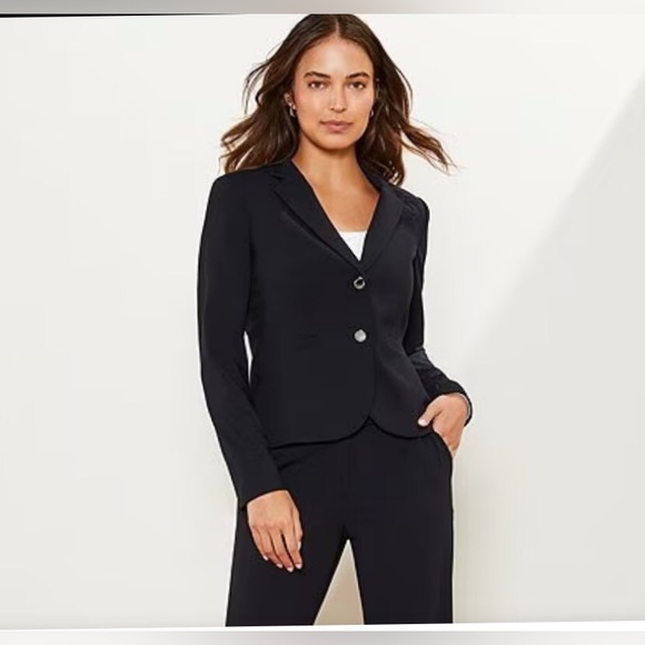 Worthington Black Pinstriped, Two  Button Blazer with collar and front pockets. - Picture 2 of 14